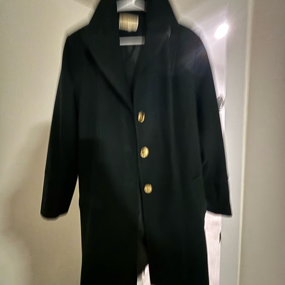 Michael Kors Black Trench Coat with Gold Buttons
